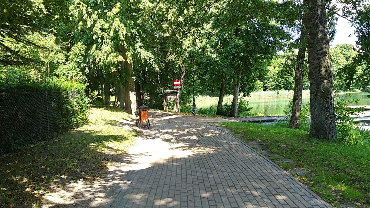 Ścieżka spacerowa nad jeziorem Ołów w Rynie